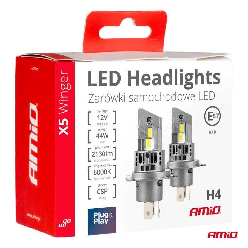 LED žiarovky X5-series WINGER H4 6000K max 44W AMIO-03945 – Obrázok 5