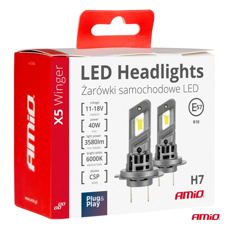 LED žiarovky X5-series WINGER H7 H18 6000K max 40W AMIO-03946 – Obrázok 5