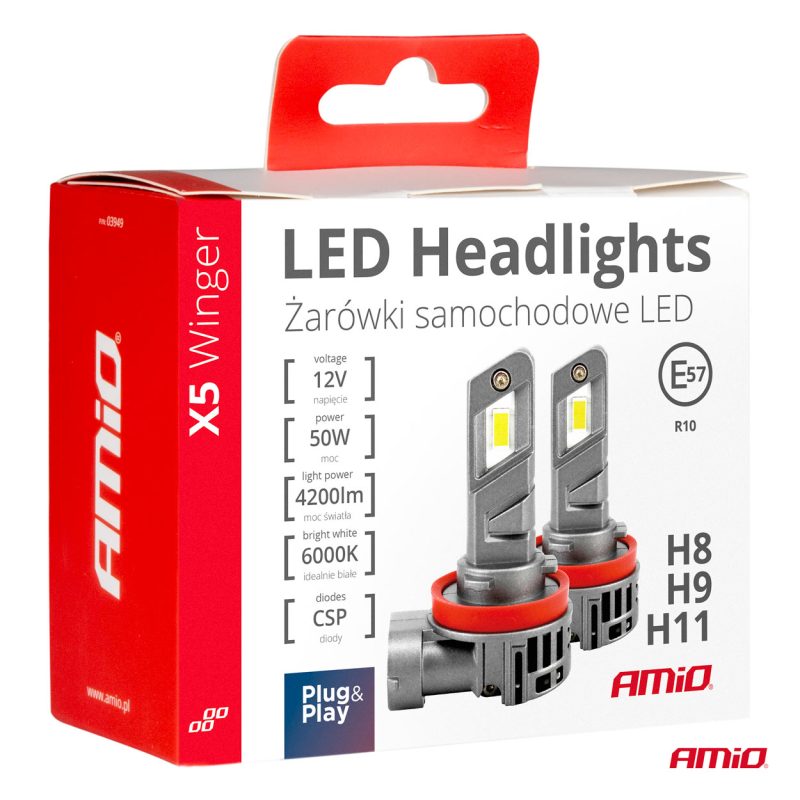 LED žiarovky X5-series WINGER H8 H9 H11 6000K max 50W AMIO-03947 – Obrázok 6