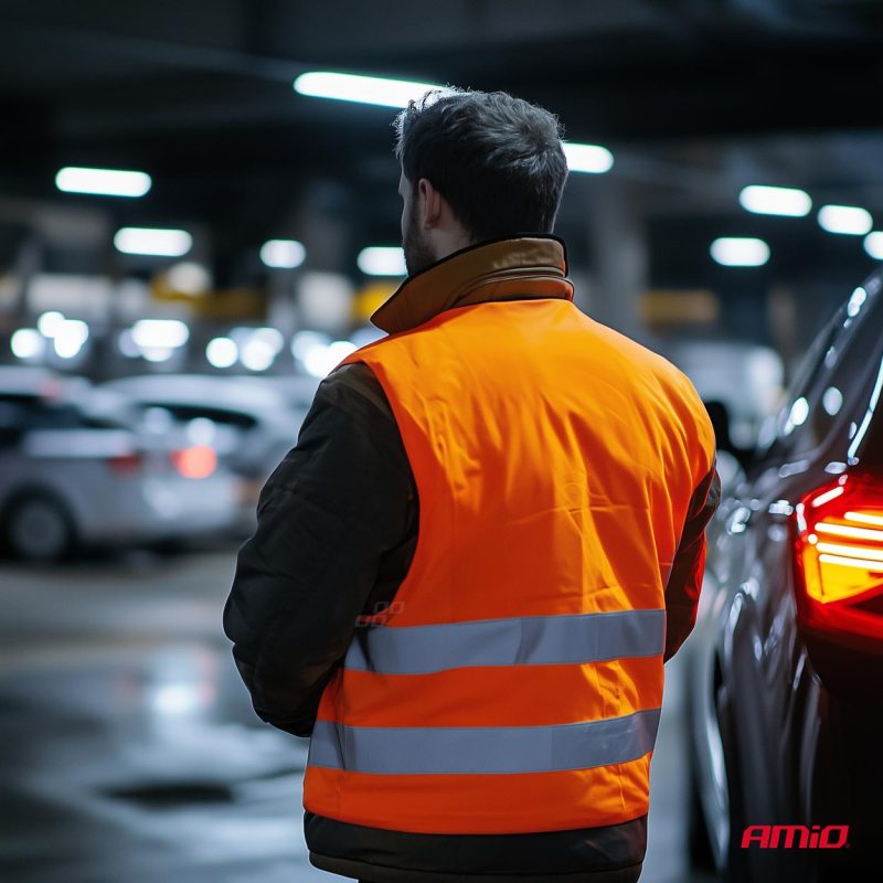 Reflexná vesta XXL oranžová s certifikátom AMiO-03985 – Obrázok 2