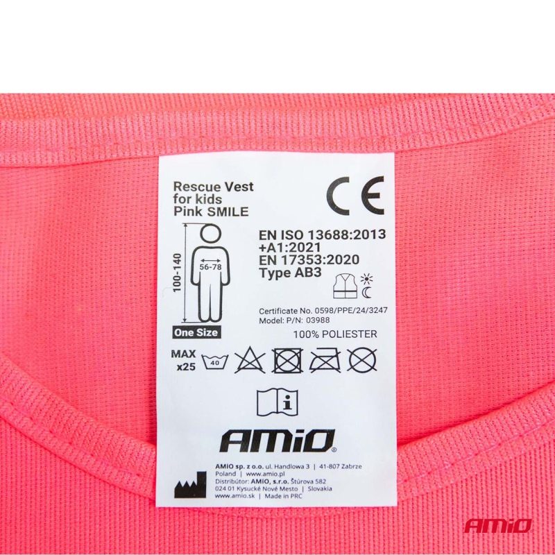 Reflexná vesta detská ružová SMILE AMiO-03988 – Obrázok 3