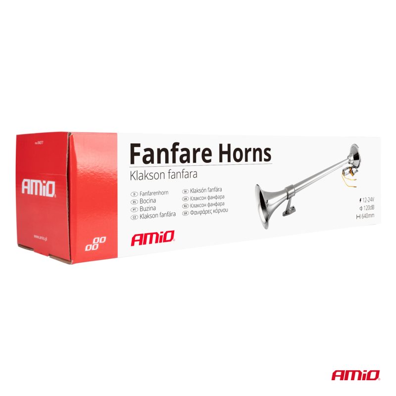 Klaksón fanfára chróm 640 mm 12V 24V AMiO-04076 – Obrázok 5