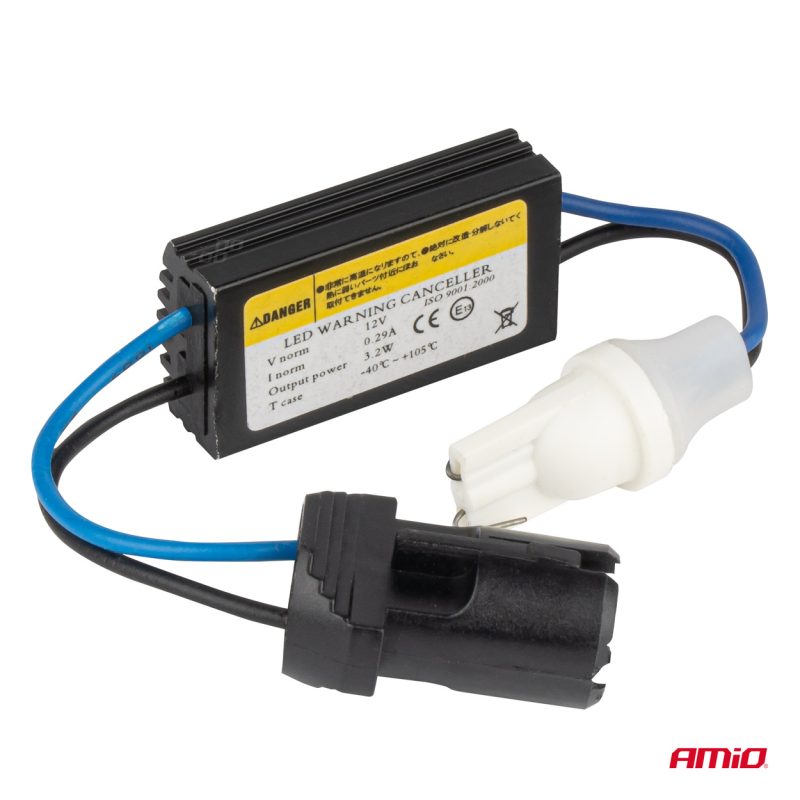 CANBUS rezistor pre LED žiarovky 12V 3.2W T10 zástrčka a zásuvka AMIO-04087 – Obrázok 2