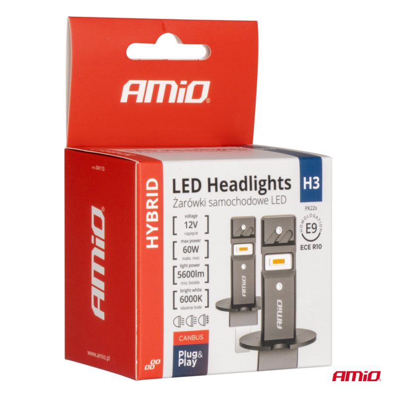 LED žiarovky hlavného svietenia Hybrid séria H3 6000K Canbus 60W AMIO-04113 – Obrázok 5