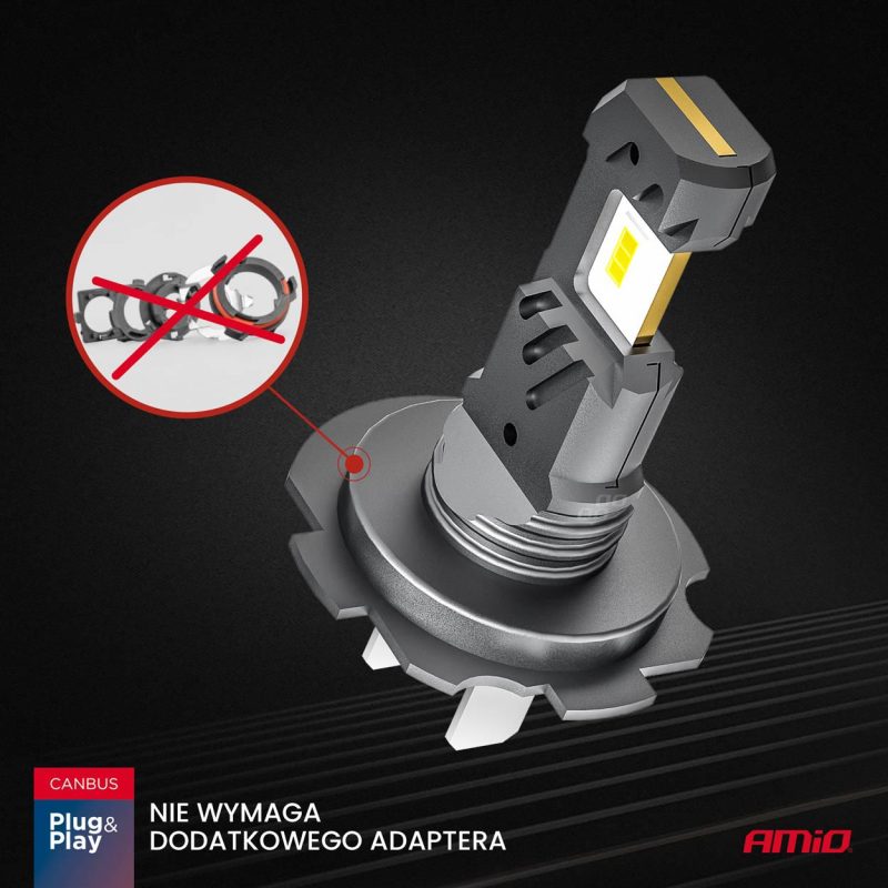 LED žiarovky hlavného svietenia Hybrid séria H7 H18 6000K Canbus 60W AMIO-04115 – Obrázok 2