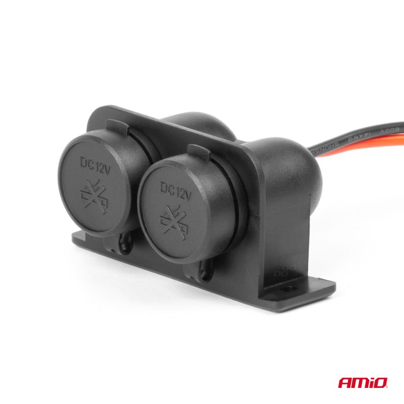 Dvojitá hermetická zásuvka zapaľovača 12/24V AMiO-04130 – Obrázok 4