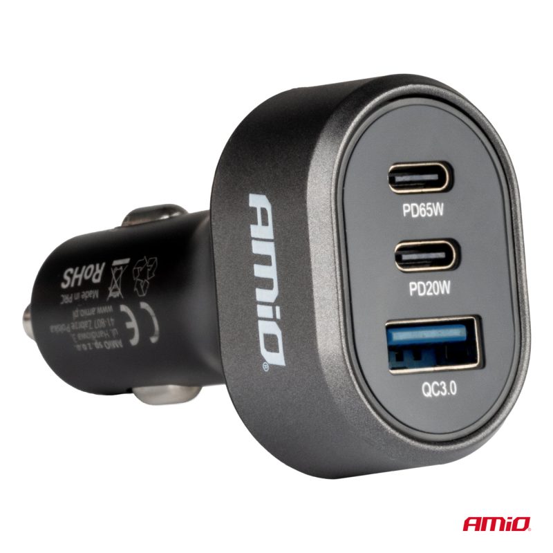 Rýchla autonabíjačka 3.0 PD65W PD20W AMiO-04177 – Obrázok 2