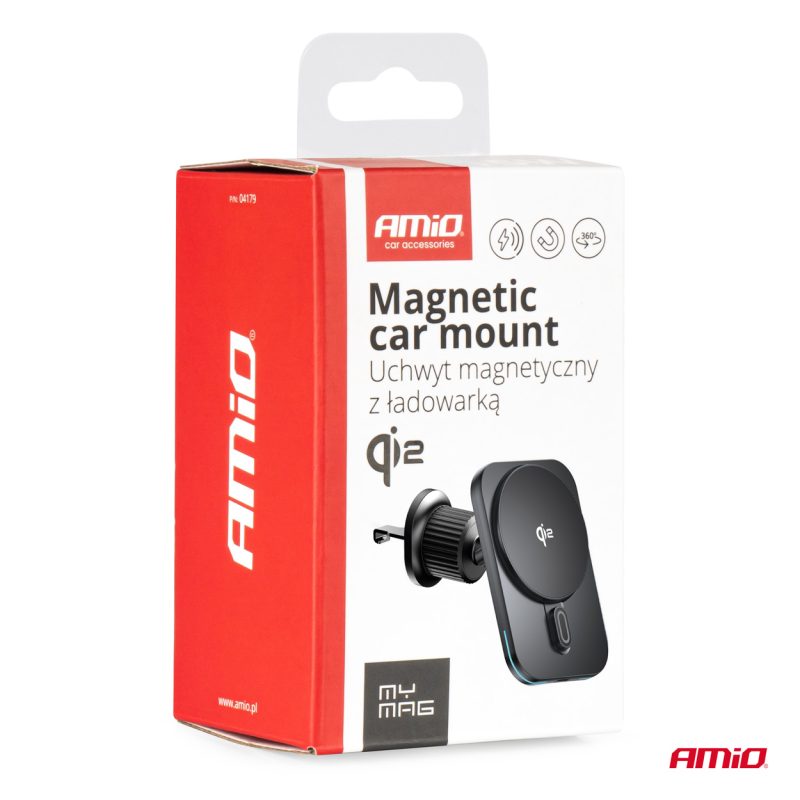 Držiak magnetický s rýchlonabíjačkou do auta Qi2 15W AMiO-04179 – Obrázok 15