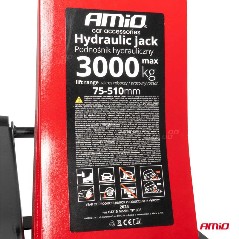 Hydraulický nízkoprofilový zdvihák 3T CE 75/510mm AMiO-04215 – Obrázok 17