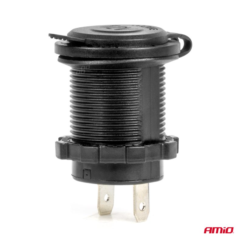 Vodotesná zásuvka do zapaľovača auta s MODRÝM LED podsvietením 12/24V AMiO-04220 – Obrázok 3