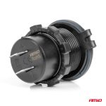Vodotesná nabíjačka s ČERVENÝM LED podsvietením 2xUSB C 12/24V AMiO-04223 – Obrázok 2