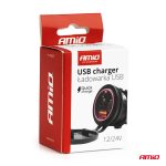 Vodotesná nabíjačka na telefón s vypínačom ČERVENÉ LED podsvietenie USB + 2xUSB C QC3.0 12/24V AMiO-04227 – Obrázok 5