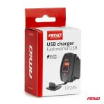 Vodotesná nabíjačka na telefón v tvare lode s ČERVENÝM LED podsvietením USB + USB C QC3.0 12/24V AMiO-04229 – Obrázok 5