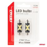 LED žiarovky CANBUS 12SMD Festoon C5W 2016 41mm White 12/24V AMiO-04238 – Obrázok 5