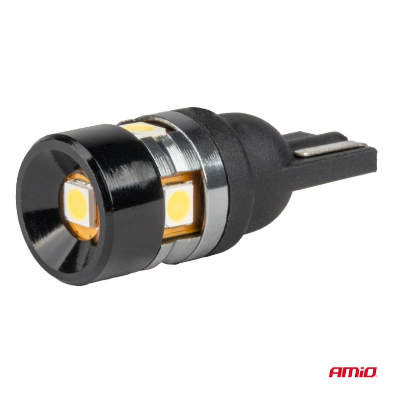 LED žiarovky CANBUS T10 W5W 5SMD 3030 White 12V 24V AMiO-04239 – Obrázok 3