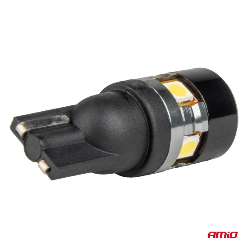 LED žiarovky CANBUS T10 W5W 5SMD 3030 White 12V 24V AMiO-04239 – Obrázok 4
