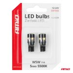 LED žiarovky CANBUS T10 W5W 5SMD 3030 White 12V 24V AMiO-04239 – Obrázok 5