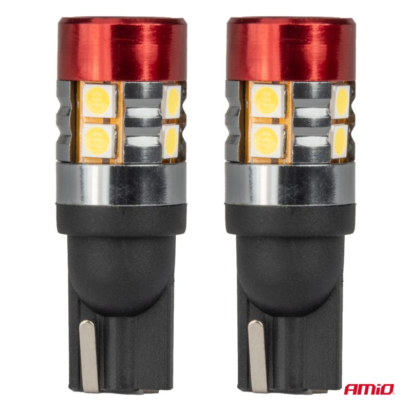 LED žiarovky CANBUS T10 W5W 9 SMD 3030 Bielé 12V 24V AMiO-04242 – Obrázok 2