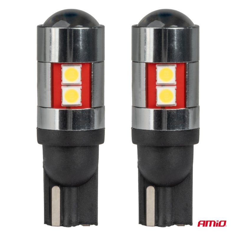 LED žiarovky CANBUS T10 W5W 9 SMD 3030 Biela 12V 24V 36V 48V AMiO-04244 – Obrázok 2