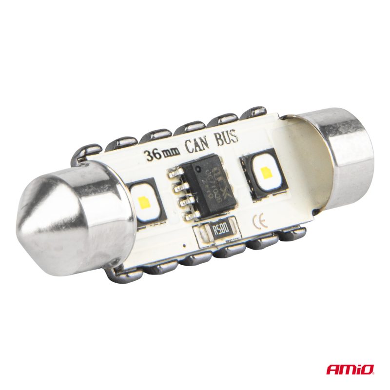 LED žiarovky CANBUS 12SMD Festoon C5W 3838 36mm White 12/24V AMiO-04248 – Obrázok 4