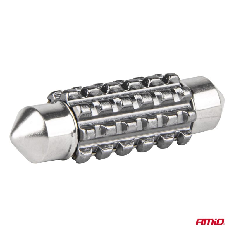 LED žiarovky CANBUS 12SMD Festoon C5W 3838 41mm White 12/24V AMiO-04250 – Obrázok 3
