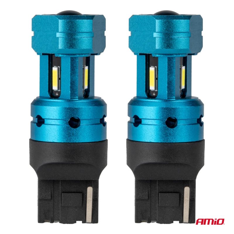 LED žiarovky CANBUS T20 7440 W21W 4SMD 1860 White 12V 24V AMiO-04254 – Obrázok 2
