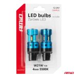 LED žiarovky CANBUS T20 7440 W21W 4SMD 1860 White 12V 24V AMiO-04254 – Obrázok 5
