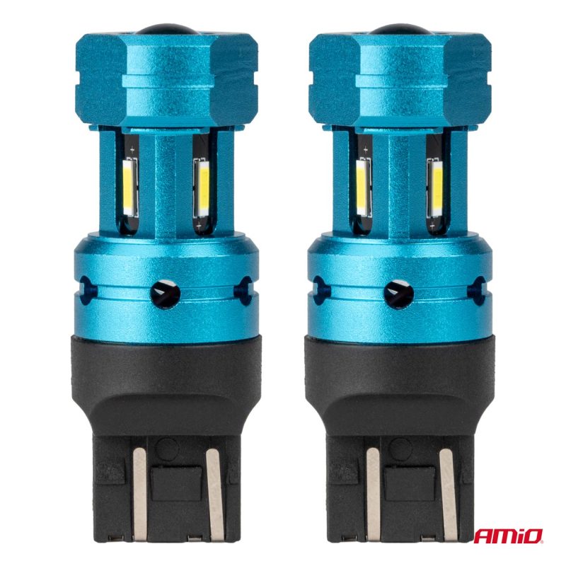 LED žiarovky CANBUS T20 7443 W21/5W 4SMD 1860 Biela 12V 24V AMiO-04255 – Obrázok 2