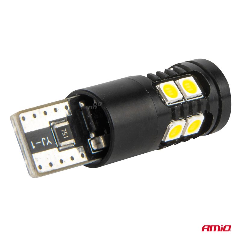LED žiarovky CANBUS T10 W5W 13SMD 3030 White 12V/24V AMIO-04259 – Obrázok 3