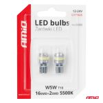 LED žiarovky CANBUS T10 W5W 16SMD 2SMD 3014 3030 Biela 12V 24V AMiO-04260 – Obrázok 5