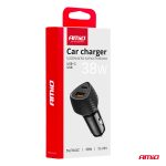 Nabíjačka do auta QC+PD 38W USB-A + USB-C AMiO-04283 – Obrázok 6