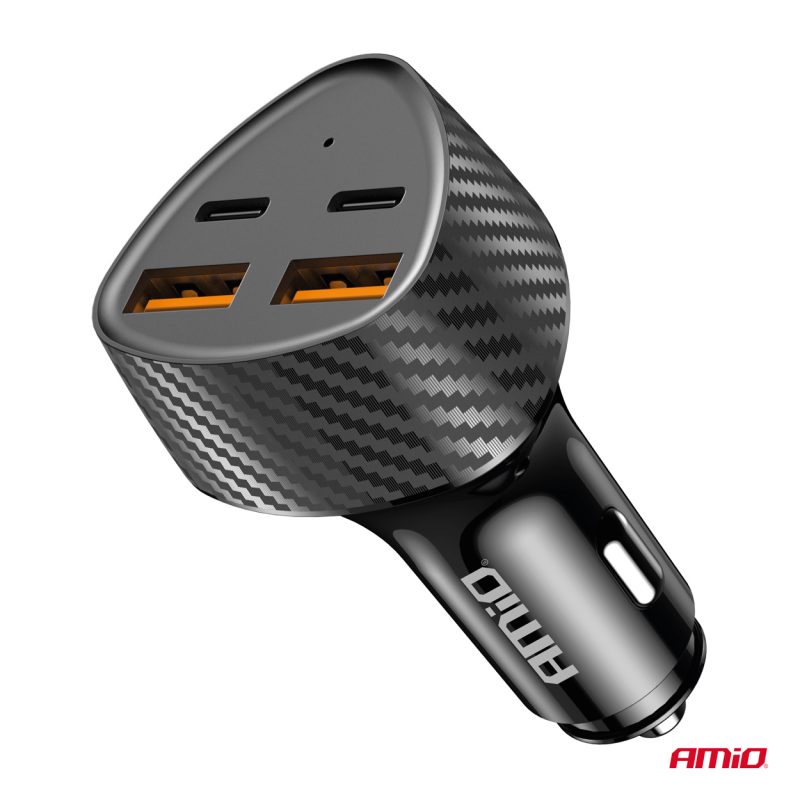 Nabíjačka do auta 50W 2xUSB-A + 2xUSB-C AMiO-04284 – Obrázok 5
