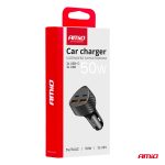 Nabíjačka do auta 50W 2xUSB-A + 2xUSB-C AMiO-04284 – Obrázok 6