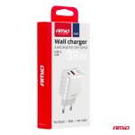 Sieťová nabíjačka Quick Charger GaN 38W USB-A + USB-C AMiO-04287 – Obrázok 5