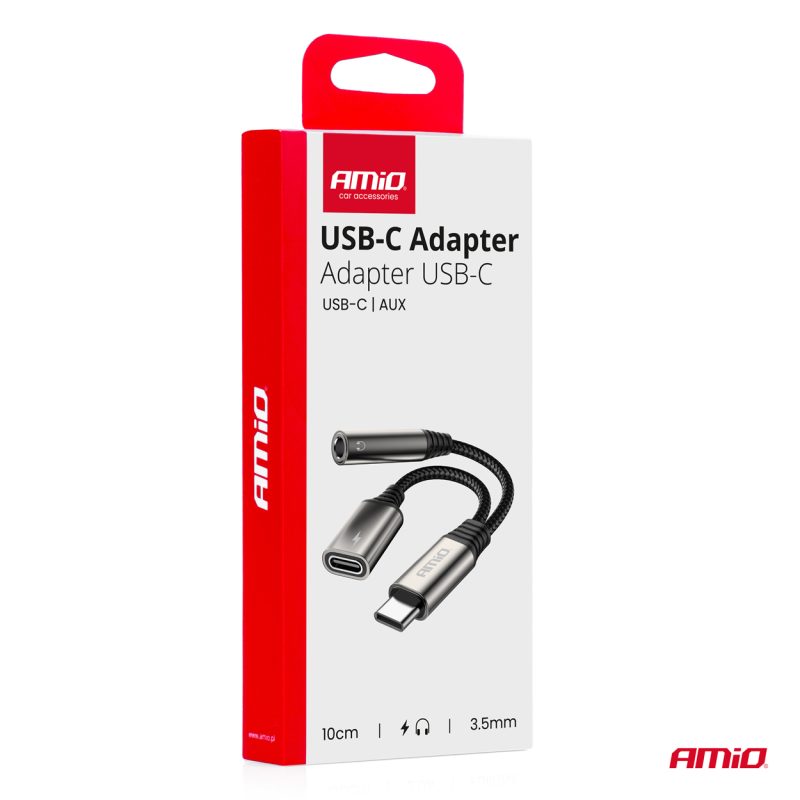 Adaptér USB-C rozdeľovací na USB-C + Mini-Jack 3,5 mm 10 cm AMiO-04295 – Obrázok 4