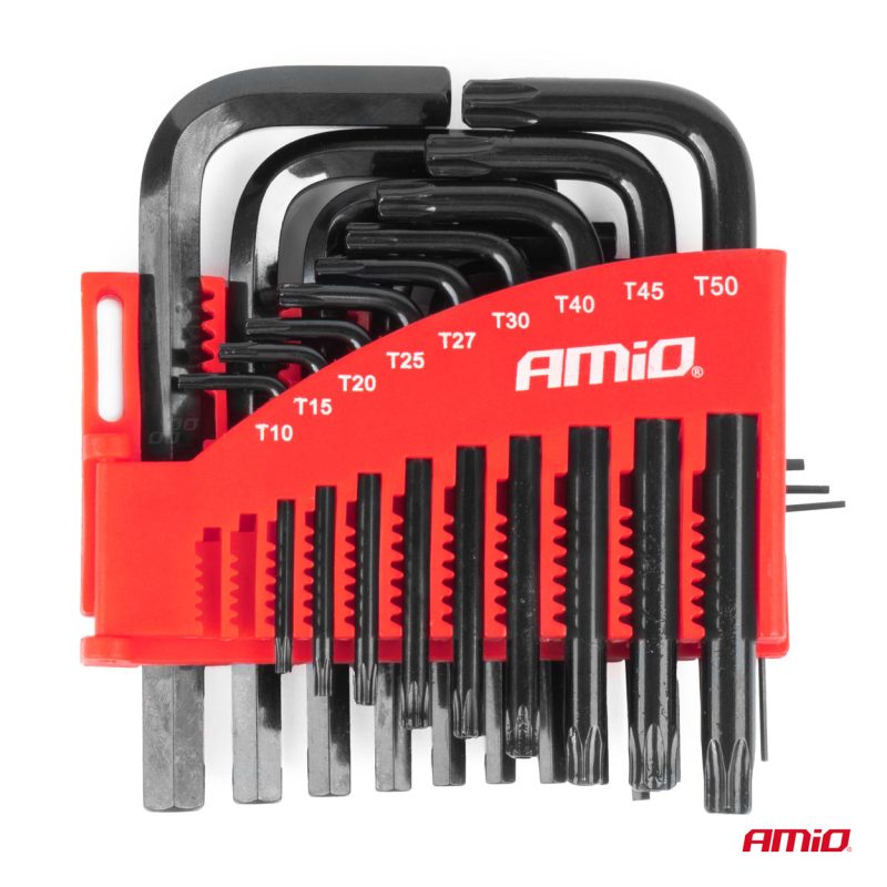 Imbusové kľúče hex a torx z CRV ocele, čierna 22ks AMiO-04297 – Obrázok 2