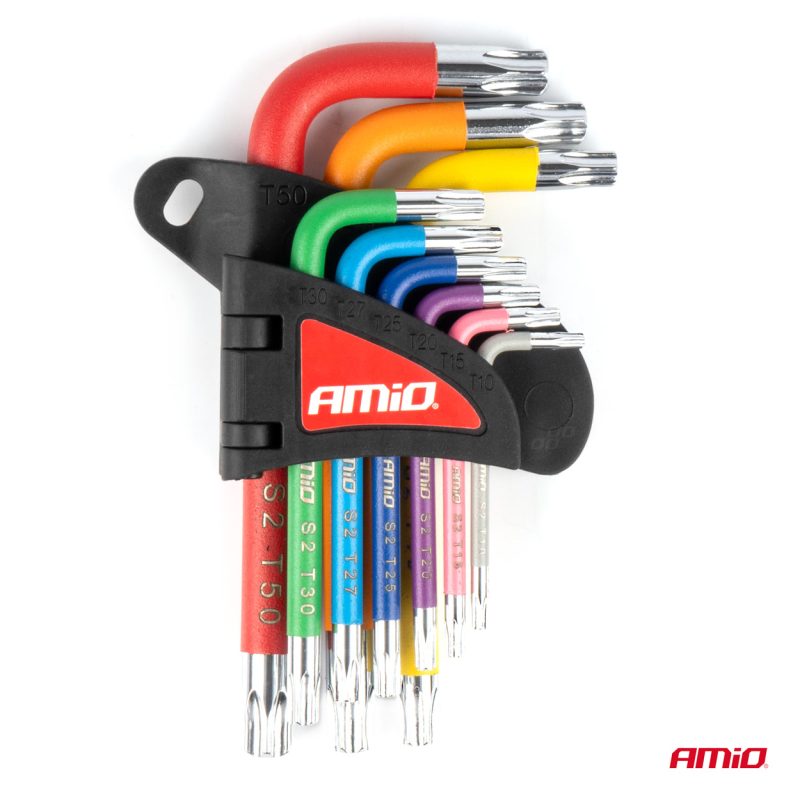 Imbusové TORX kľúče z S2 ocele 9ks AMiO-04300 – Obrázok 2