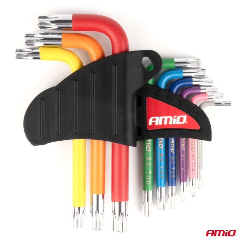 Imbusové TORX kľúče z S2 ocele 9ks AMiO-04300 – Obrázok 3
