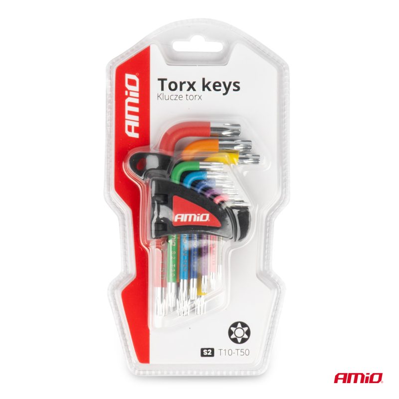 Imbusové TORX kľúče z S2 ocele 9ks AMiO-04300 – Obrázok 4