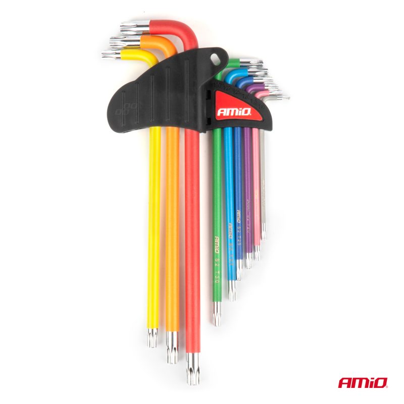 Imbusové TORX kľúče z S2 ocele 9ks AMiO-04301 – Obrázok 3
