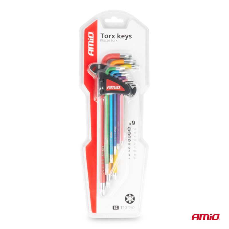 Imbusové TORX kľúče z S2 ocele 9ks AMiO-04301 – Obrázok 4