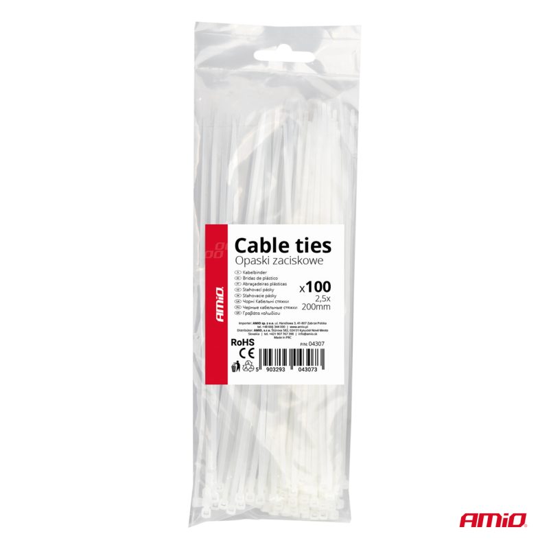 Upínacie pásky biele 2,5 × 200 mm 100 ks. AMIO-04307 – Obrázok 6