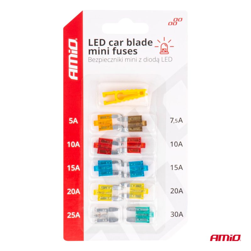 Autopoistky nožové mini s led diódou 10 ks AMiO-04340 – Obrázok 6