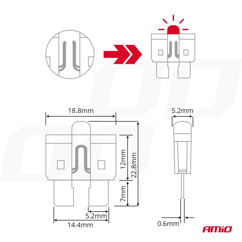 Autopoistky nožové štandard s led diódou 10 ks AMiO-04341 – Obrázok 5