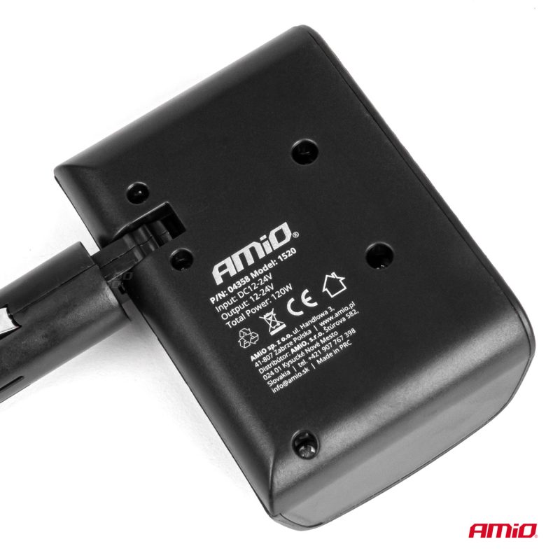 Predlžovacia zásuvka 12/24V 120W 90° AMiO-04358 – Obrázok 4