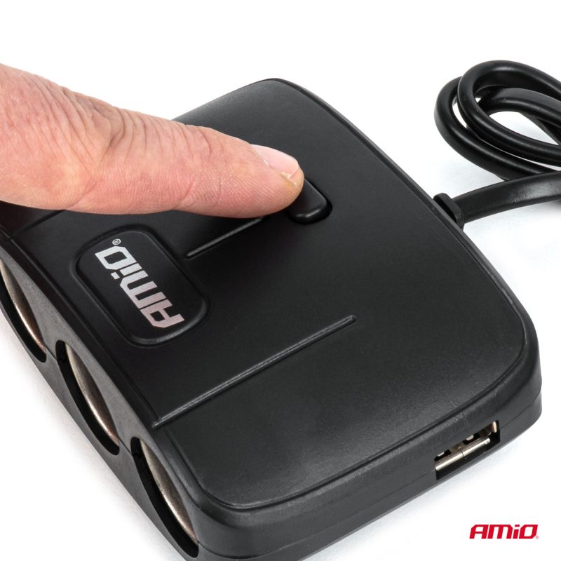 Predlžovacia zásuvka 2x USB-A ON/OFF 12/24V 100W 70cm AMiO-04362 – Obrázok 7