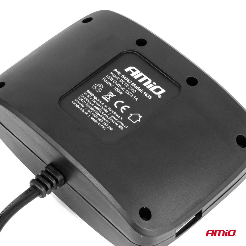 Predlžovacia zásuvka 2x USB-A ON/OFF 12/24V 100W 70cm AMiO-04362 – Obrázok 8
