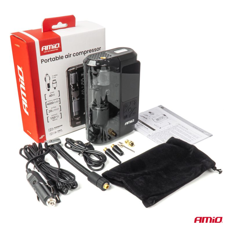 Bezdrôtový vzduchový kompresor LED USB-C 40W AMiO-04378 – Obrázok 12