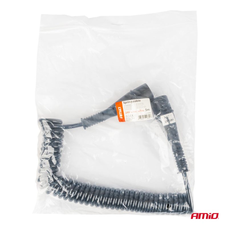 Špirálový kábel TIR 2x 7 PIN typ N 5m 24V AMIO-04380 – Obrázok 5