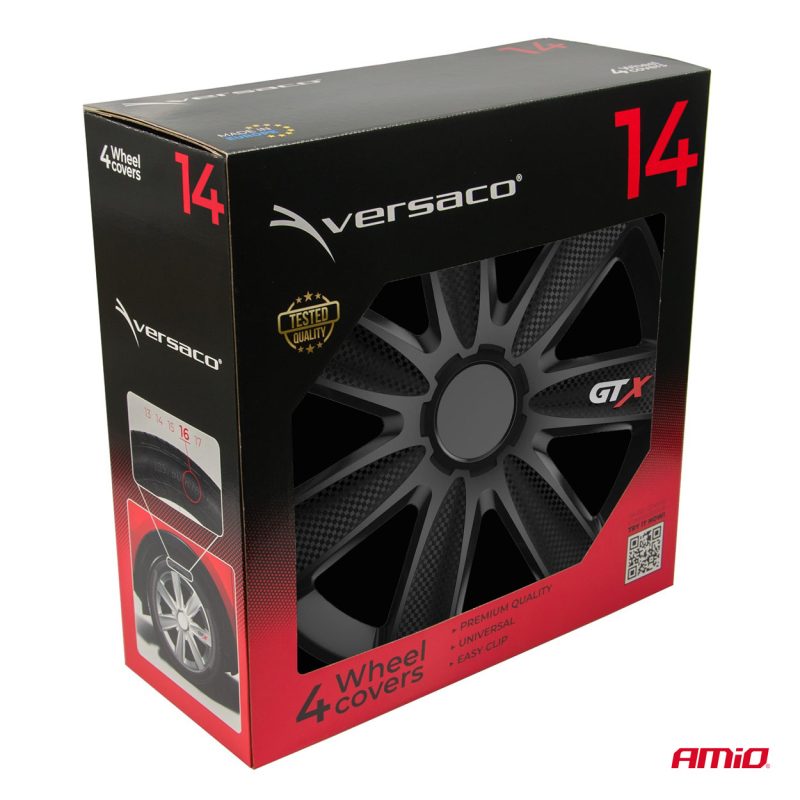 Puklice GTX 14” čierny karbón sada 4ks COLOR BOX – Obrázok 4